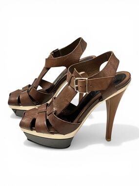 Marni Brown Leather Platform Heels Strappy Sandals EU 37 US 7